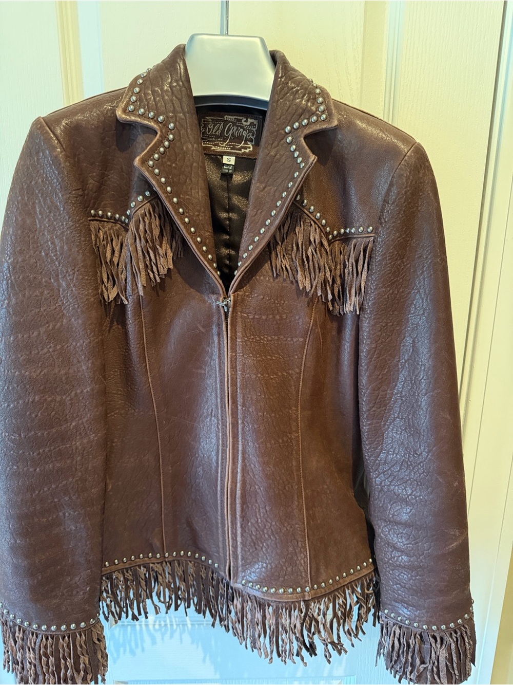 Old Gringo Brown Studded Fringe Leather Jacket - Picture 2 of 5